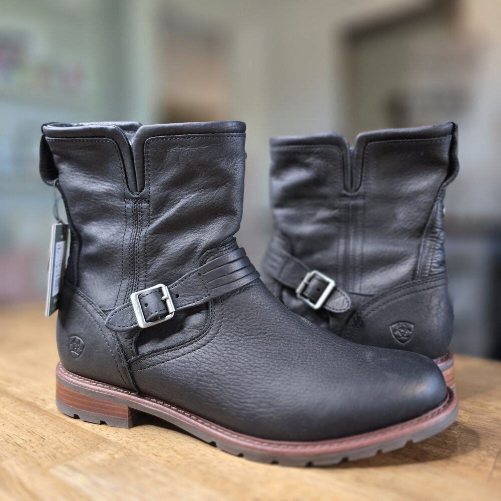 Ariat Savannah H2O Boots Women 10.5 Black Waterproof‎ Leather Moto NEW